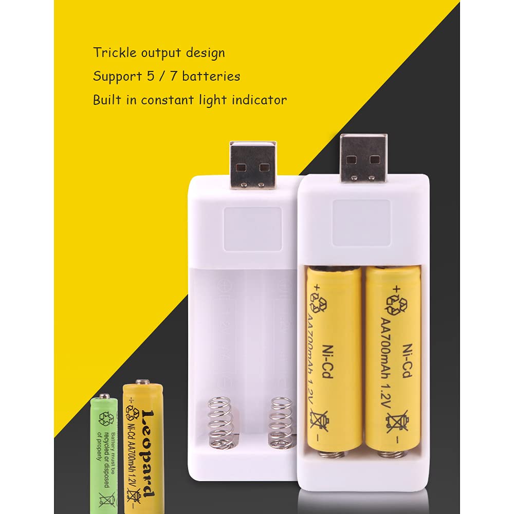 2Pcs USB AA AAA Battery Charger - Fast 2 Slot Charger for 1.2V Rechargeable Batteries - Perfect for Cameras, Toys, and Household Electronics