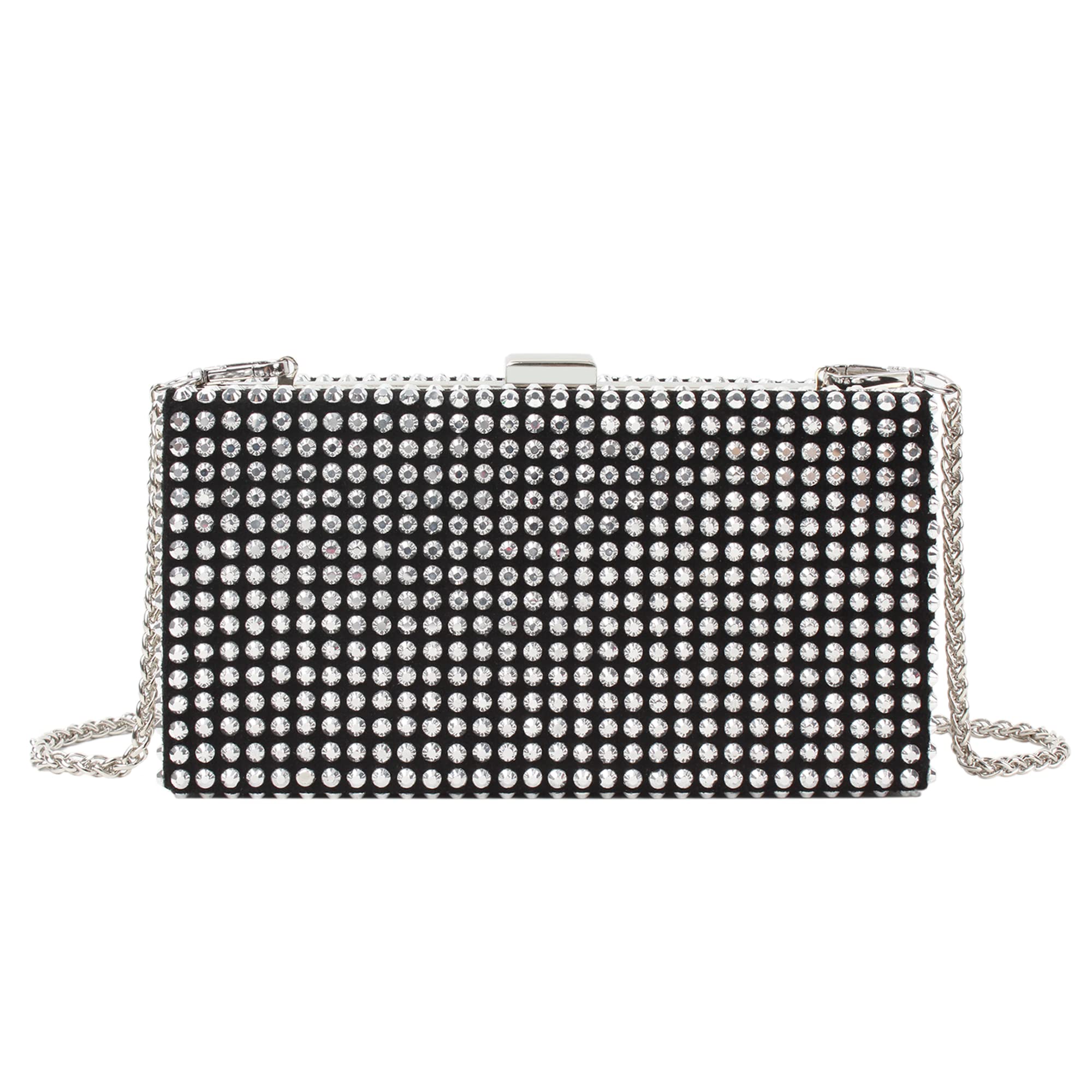 LABANCA Women's PU Leather Crossbody Bag with Chain Strap, Rivet Studded & Crystal Rhinestone Accents - Stylish Shoulder Purse for Parties, Dating & Daily Use