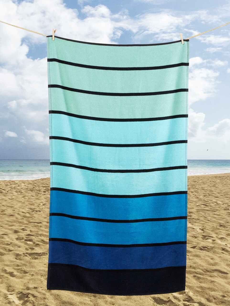 Ombre Stripes Beach Towel - Soft, Quick-Dry & Large 40x80 Inches - Perfect for Pool, Beach, Yoga & Travel - Stylish Gradient Design for Summer Vacations