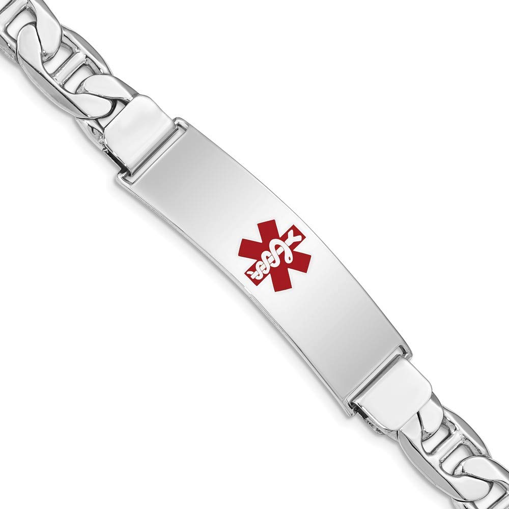 925 Sterling Silver Engravable Medical ID Bracelet for Nurses - Caduceus Symbol, Anchor & Mariner Link Design with Secure Lobster Clasp (8