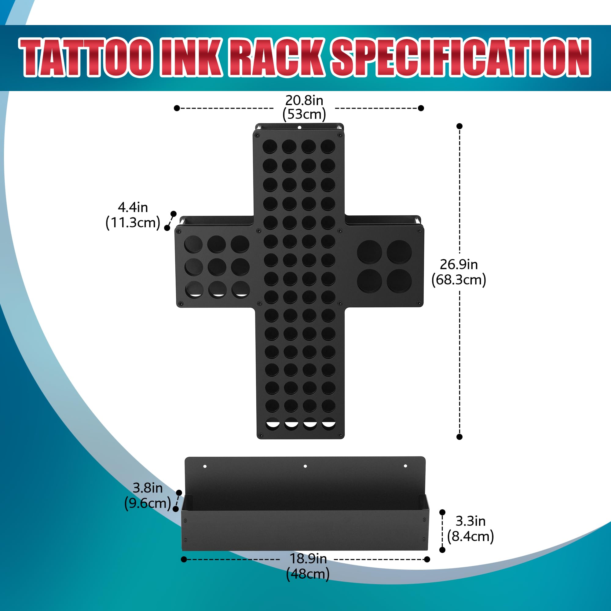 Poarmeey 77-Hole Tattoo Ink Bottle Holder - Wall-Mounted Organizer Rack for 1oz, 41oz & 81oz Tattoo Pigment Bottles (Holder Only) - Perfect for Tattoo Studios & Artist Workstations
