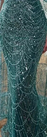 Luxury Dubai Nude Mermaid Evening Gown with Beaded Detachable Skirt - Formal Dress for Weddings, Galas & Special Occasions | LA72243A