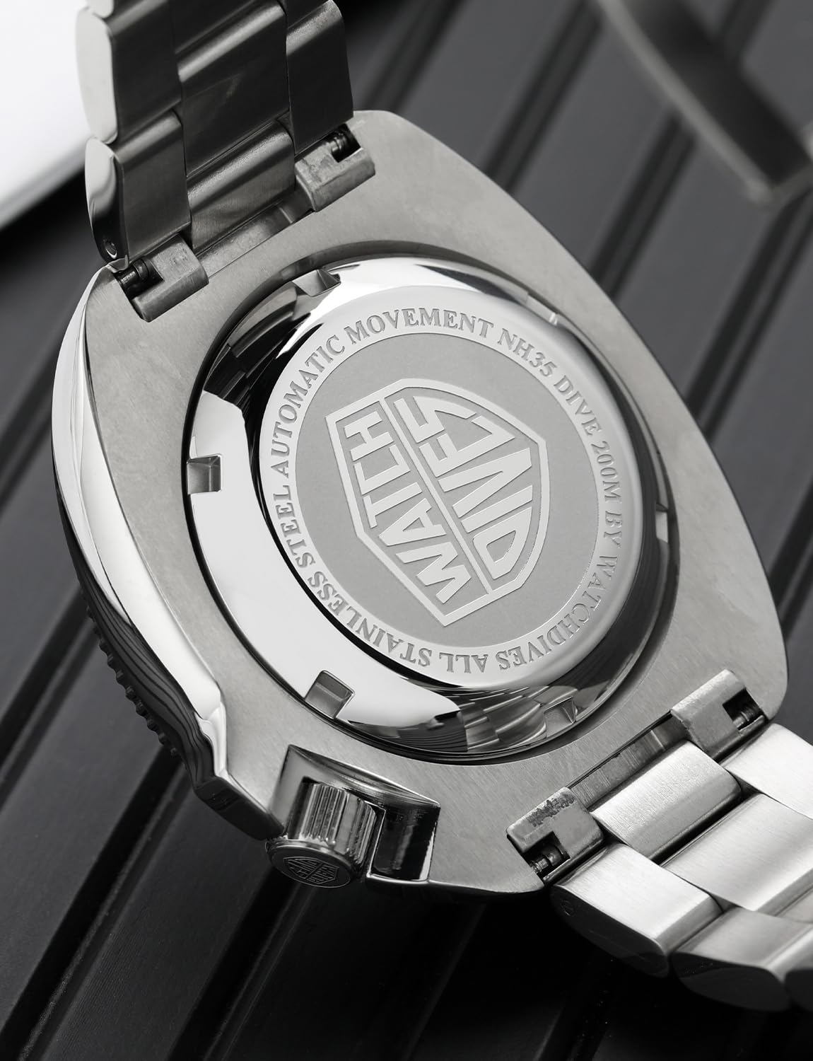 **Watchdives Automatic Diver Watches for Men - NH35 Movement, 200M Water Resistant, Sapphire Crystal, 316L Stainless Steel Bracelet, Luminous Hands - Perfect for Diving, Swimming & Outdoor Adventures**