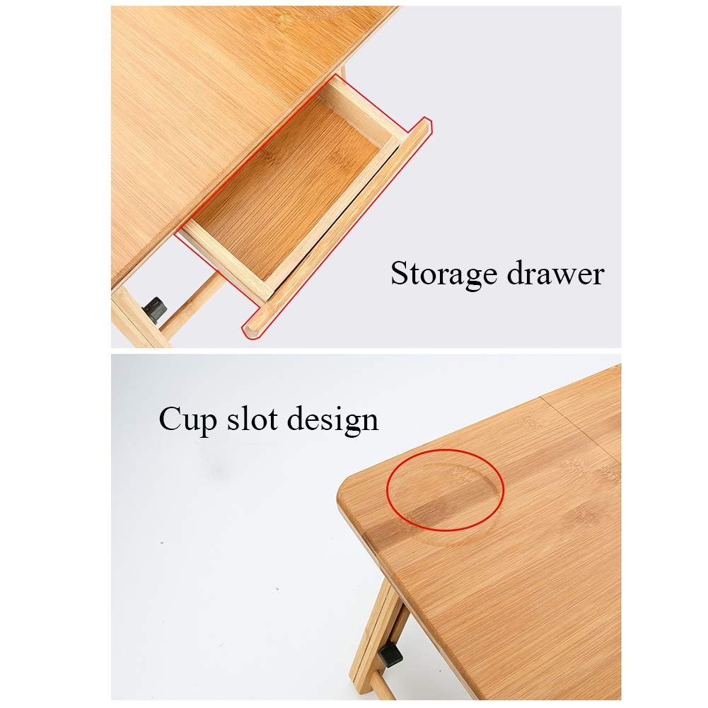 Adjustable Bamboo Laptop Desk for Bed & Sofa - Portable Folding Notebook Stand (68x34x27cm) - Perfect for Working, Reading & Eating in Bed, Living Room or Office (Style2)