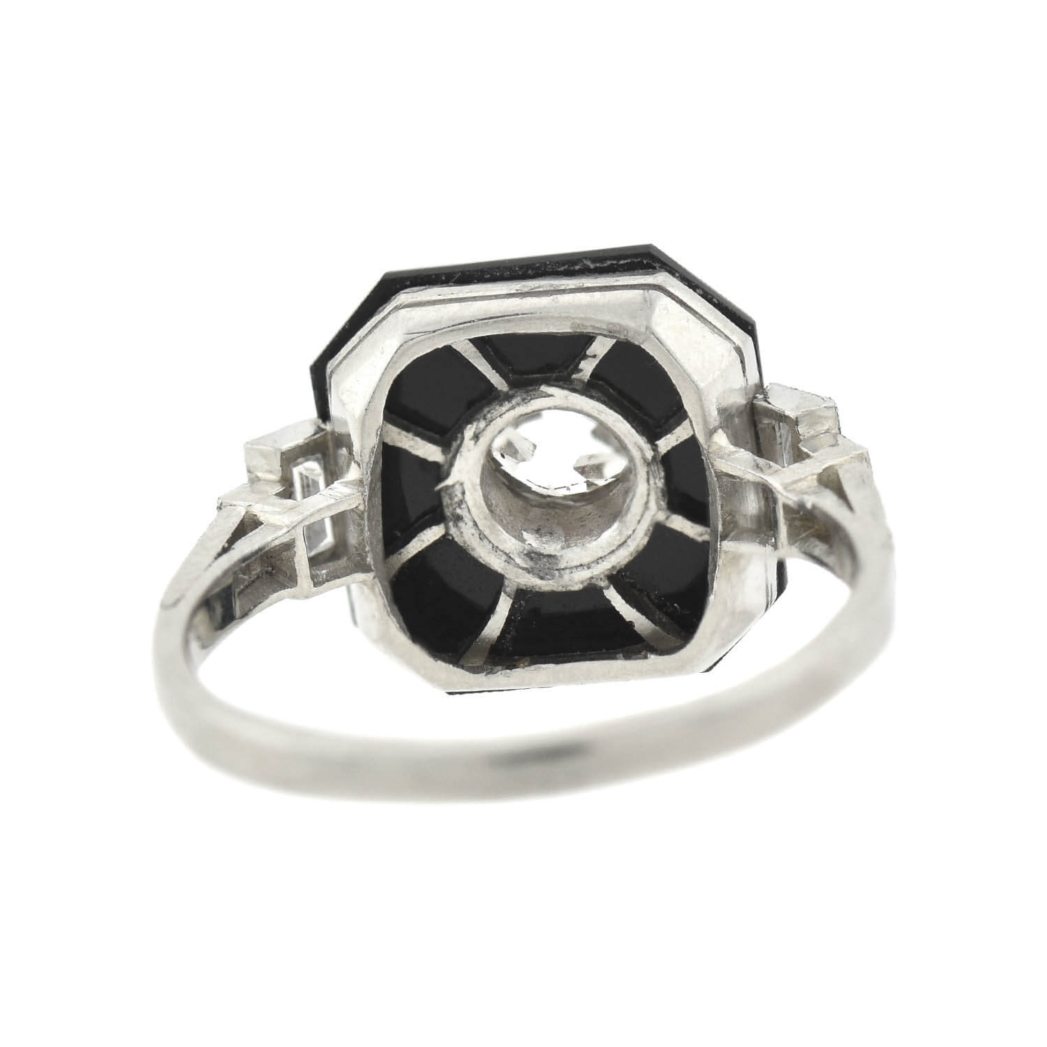 Art Deco Platinum Onyx and Diamond Ring – Vintage Style Jewelry for Women, Engagement, Wedding, or Special Occasion Gift
