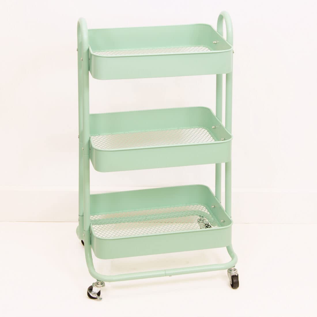 Craftelier - 3-Tier Metal Rolling Cart with Wheels | Heavy Duty Organizer Trolley with 4 Swivel Casters & Brakes | Max Load 6.6 lbs per Tray | Adjustable Shelf Height 10 Inches | 30.7
