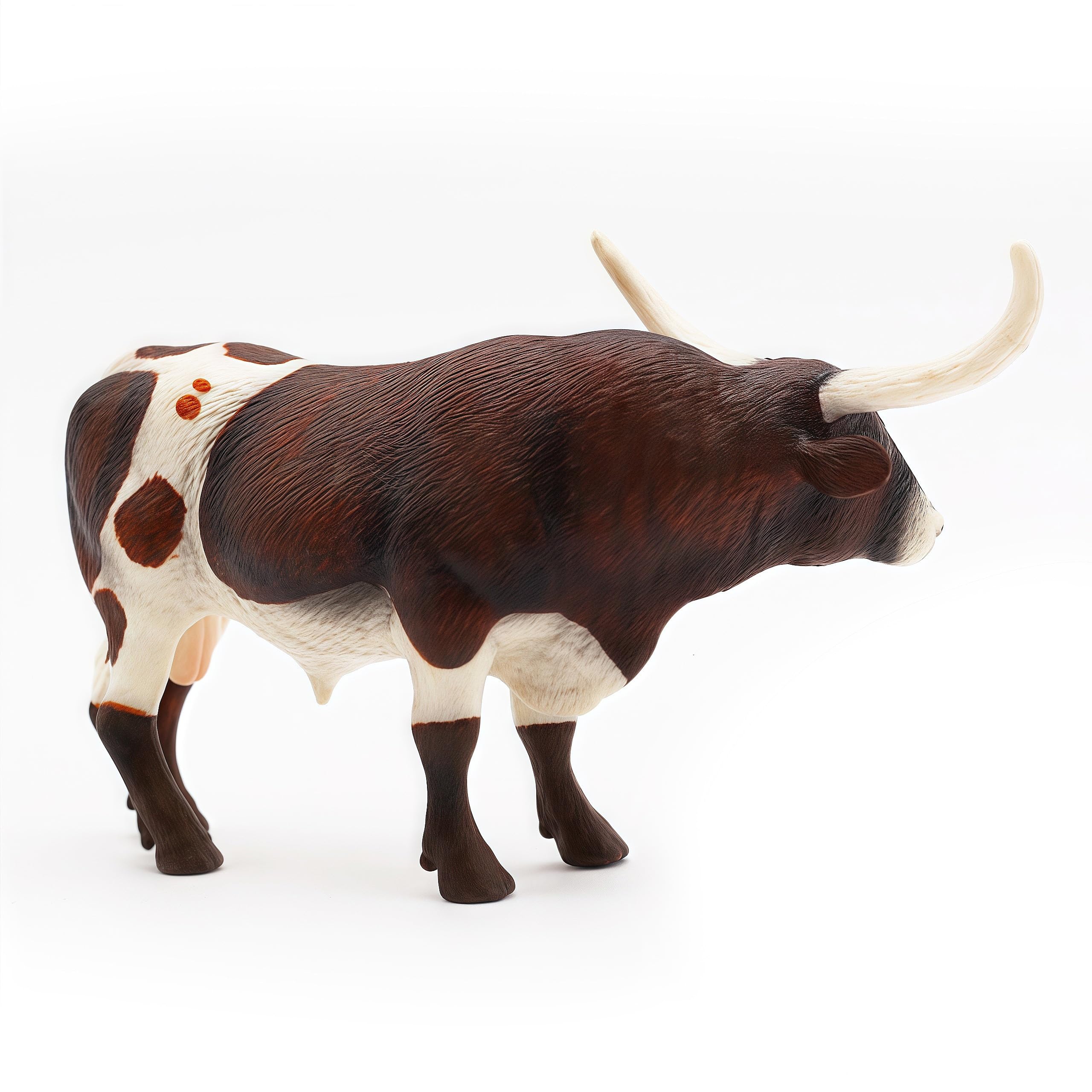 Gemini & Genius Realistic Hand-Painted Longhorn Cow Action Figure - 6 Inch Durable Farm Animal Toy for Kids, Boys & Girls - Perfect for Farm Playsets, Educational Gifts & Pretend Play Scenes
