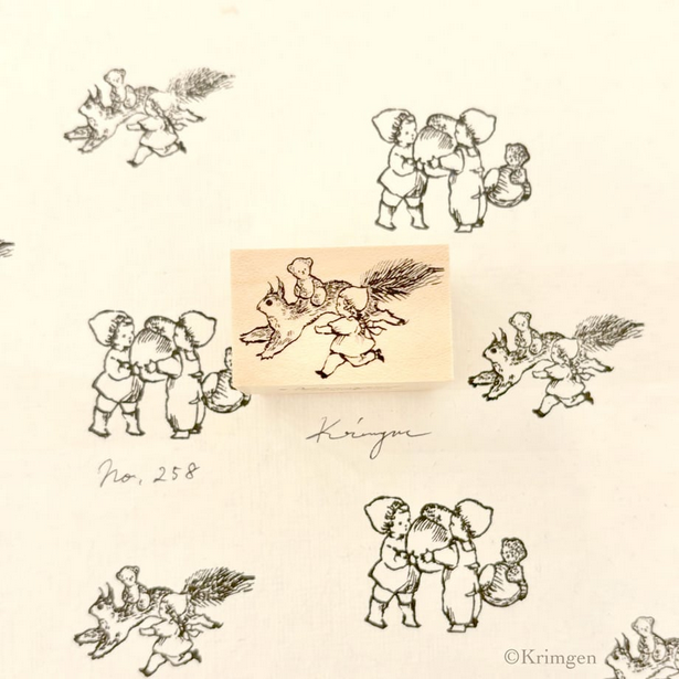 Krimgen Wooden Rubber Stamp - Running with Squirrel Design for Scrapbooking, Card Making & DIY Crafts | Handmade Stamps for Paper Crafting & Stationery