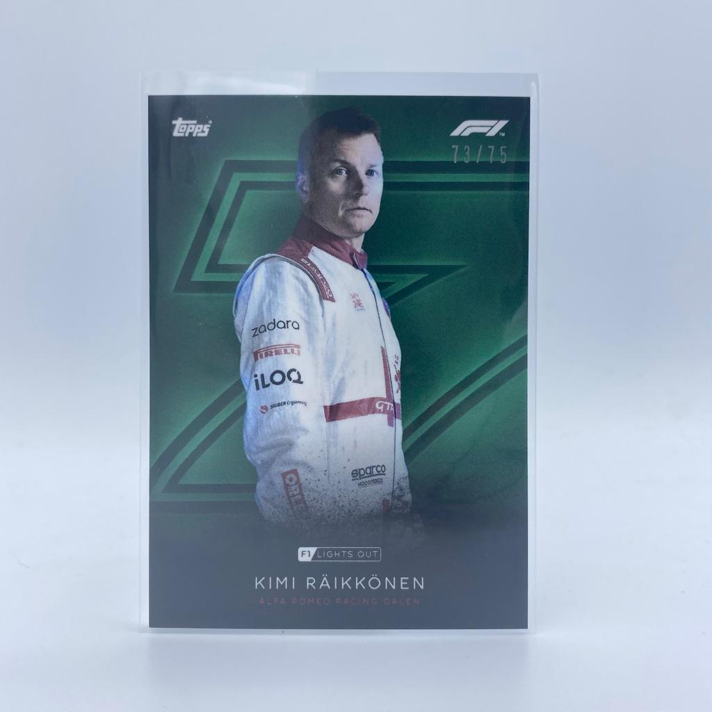 Kimi Raikkonen Green Parallel Racing Driver Card - Collectible Memorabilia for F1 Fans and Sports Enthusiasts | Perfect for Display, Trading, and Gifting