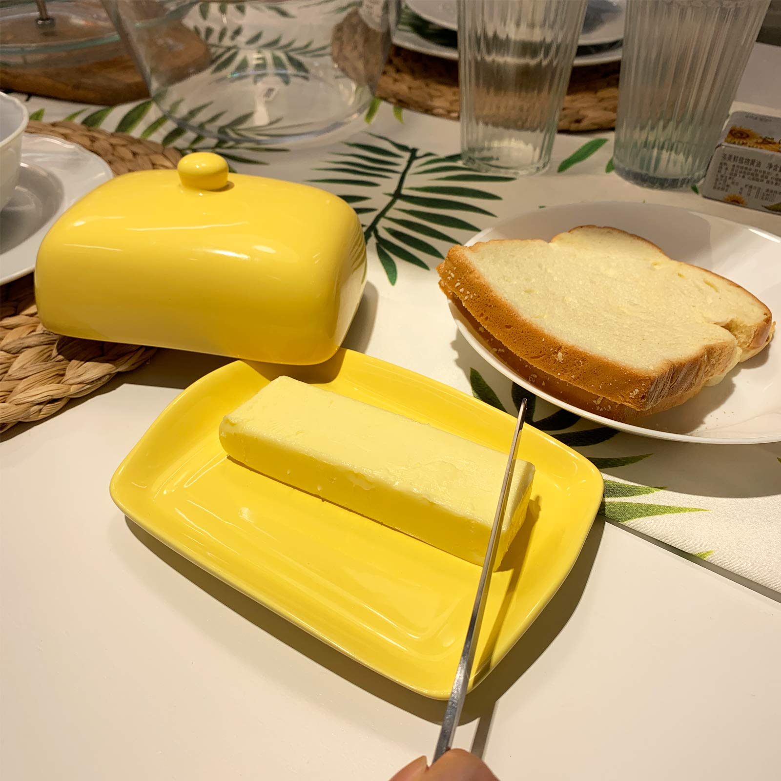 TMOST Ceramic Butter Dish with Lid - Butter Keeper Container for Countertop, Dishwasher Safe - Perfect Gift for Family & Friends - Ideal for Kitchen, Dining Table, and Breakfast Use
