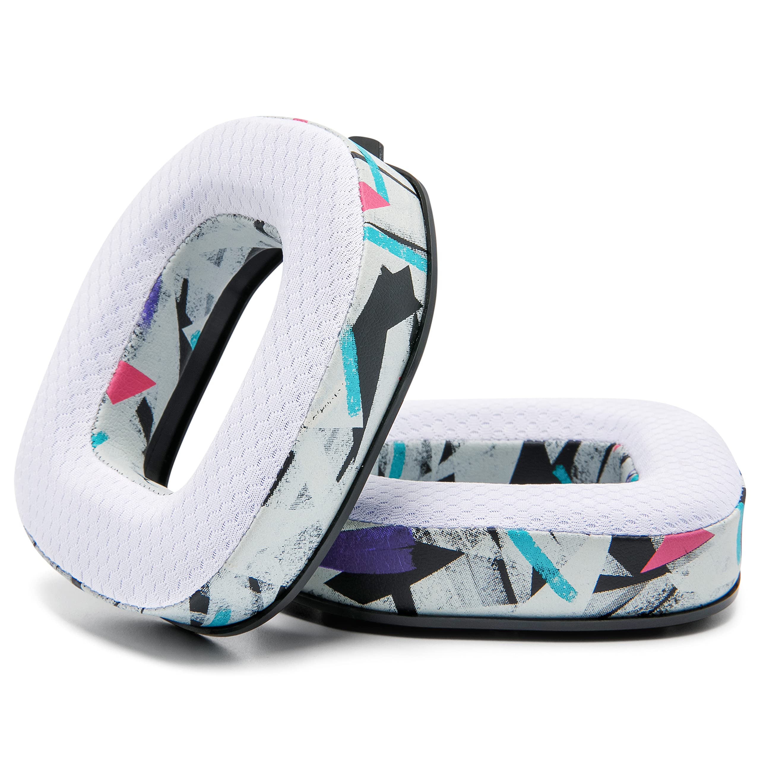 Wicked Cushions FreeZe A40 Hybrid Fabric Cooling Gel Replacement Earpads for Astro A40 TR Headset - Enhanced Durability, Thickness & Noise Isolation | 90s White | Perfect for Gaming, Streaming & Long Wear Comfort