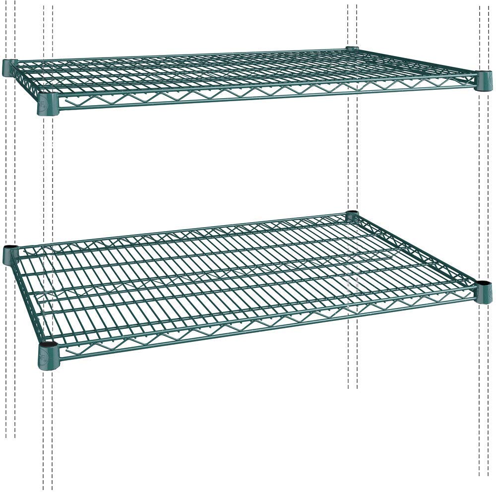 2-Pack Green Epoxy Wire Shelves - 14