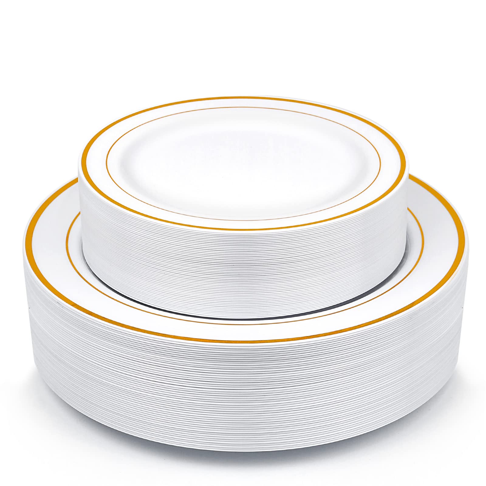 Premium Gold Plastic Plates - 100-Piece Disposable Party Dinnerware Set for Weddings & Events (50x10.25