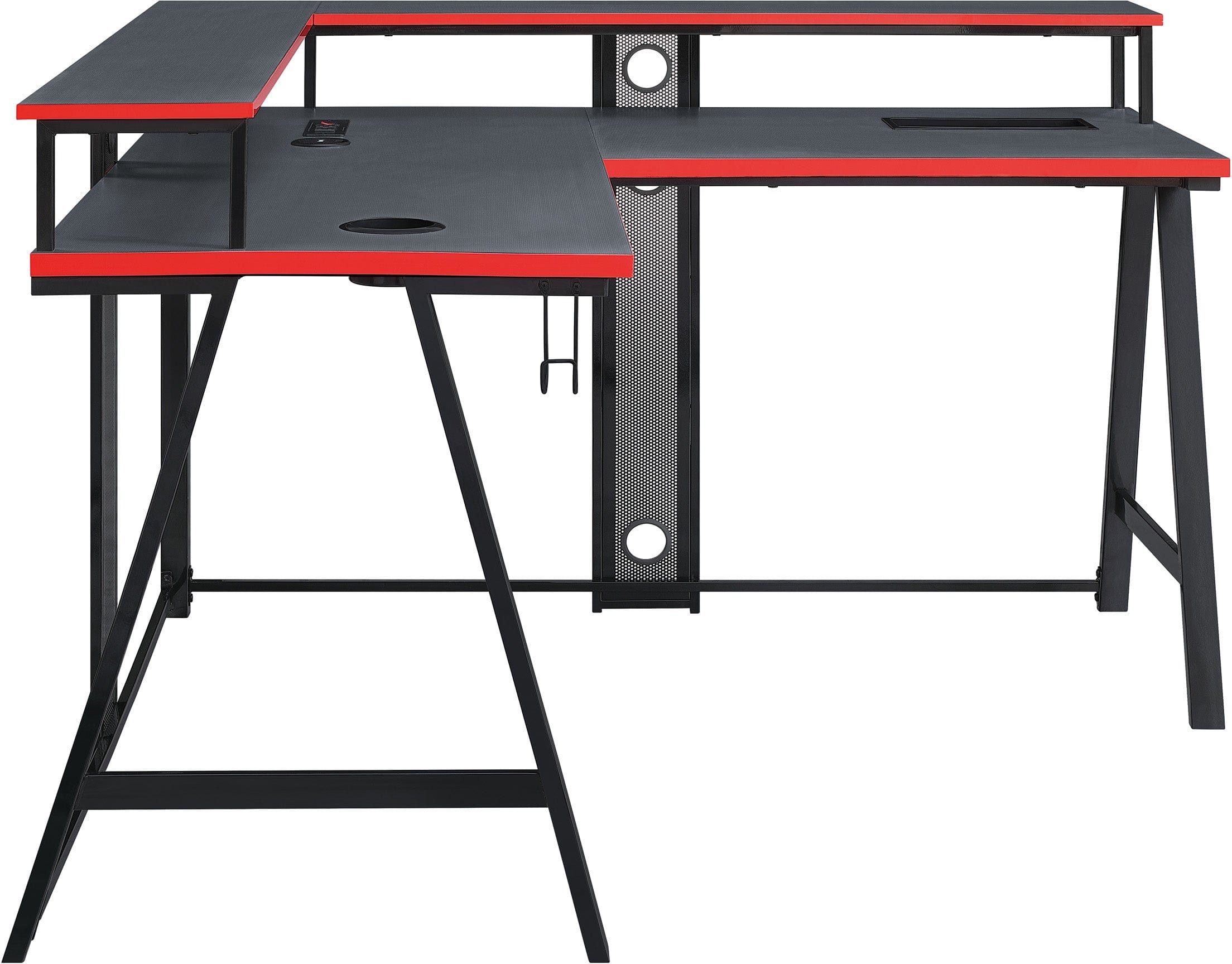Office Star Disruptor L-Shaped Gaming Desk [DSR5454GLD] - Ergonomic Computer Workstation for Home Office & Gaming Setup with LED Lights