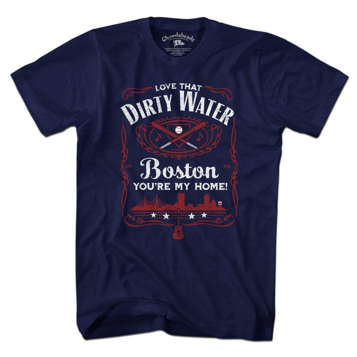 Chowdaheadz Love That Dirty Water Vintage T-Shirt - Soft Unisex Cotton Blend Tee for Casual Wear & Boston Pride