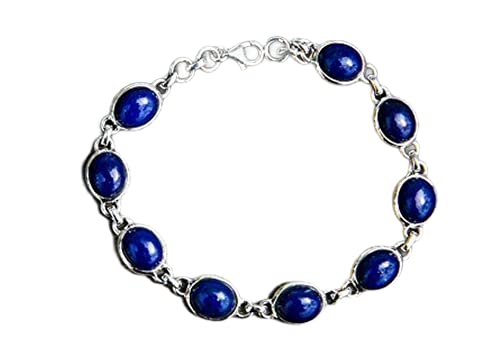 Afghanistan Lapis Lazuli Bracelet for Women - 925 Sterling Silver Adjustable Link Bracelet with Natural Afghan Lapis, December Birthstone Jewelry, Perfect Gift for Her | Ideal for Birthdays, Anniversaries & Special Occasions