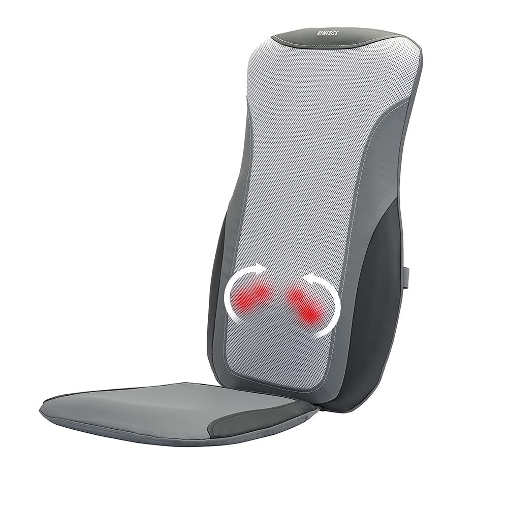 HoMedics Cordless Heated Deep Tissue Shiatsu Massage Cushion with 3 Massage Zones - Full Back Pain Relief, Rechargeable Battery - Perfect for Home, Office & Car Use