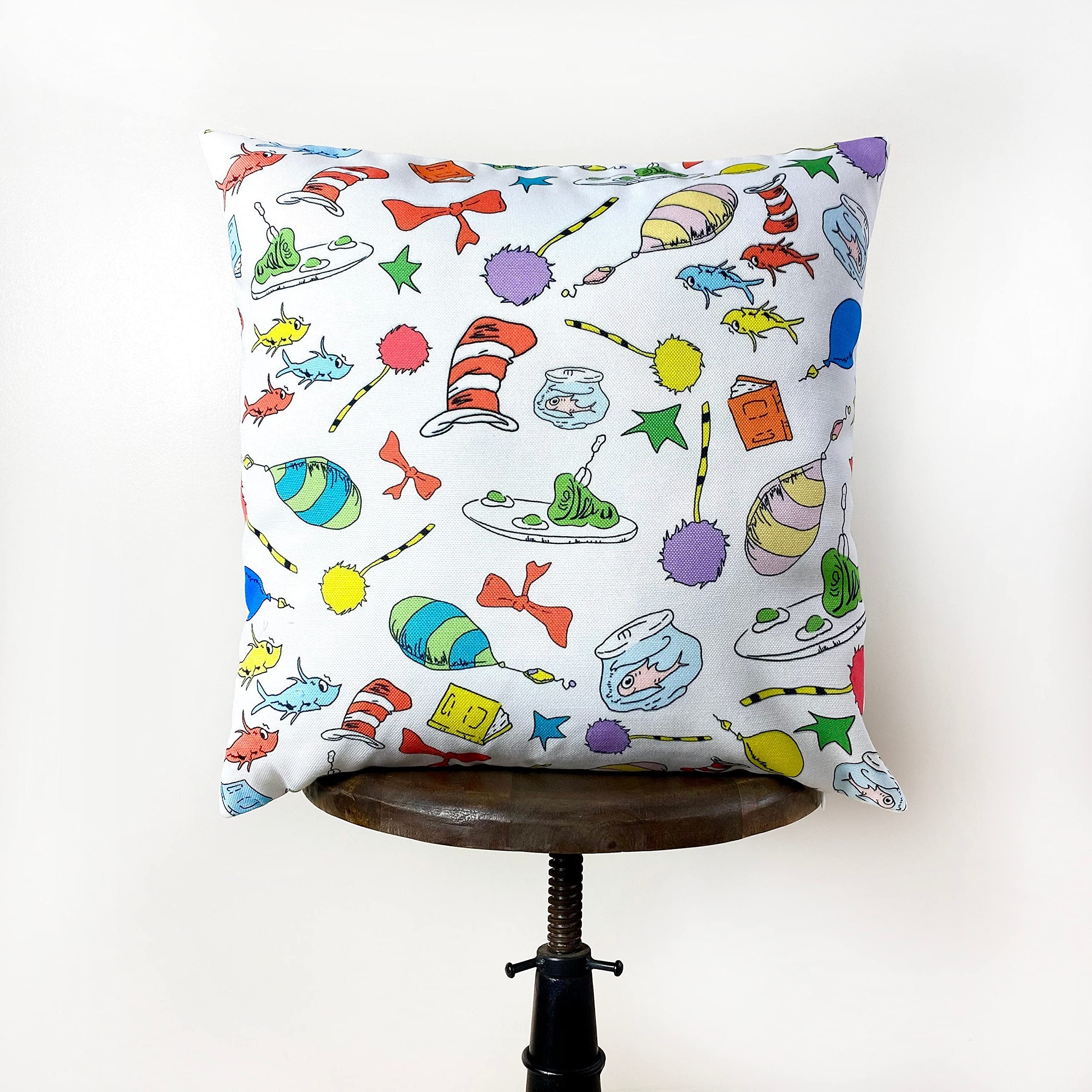 Kids Character Throw Pillow Cover - Fun Book Symbols Birthday Gift for Boys & Girls - Perfect for Home Decor, Kids Room & Cozy Reading Nook