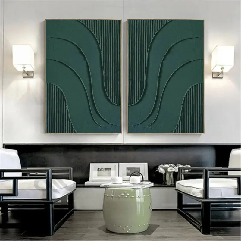 Abstract Tranquility Wall Art Set of 2 - Modern Minimalist Canvas Prints for Living Room, Bedroom & Office Decor #WS015