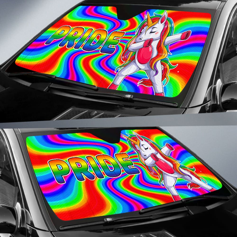 Rainbow Unicorn LGBT Car Sun Shade for Windows - UV Protection & Heat Blocking | Perfect for Pride Month, LGBTQ+ Events & Summer Road Trips
