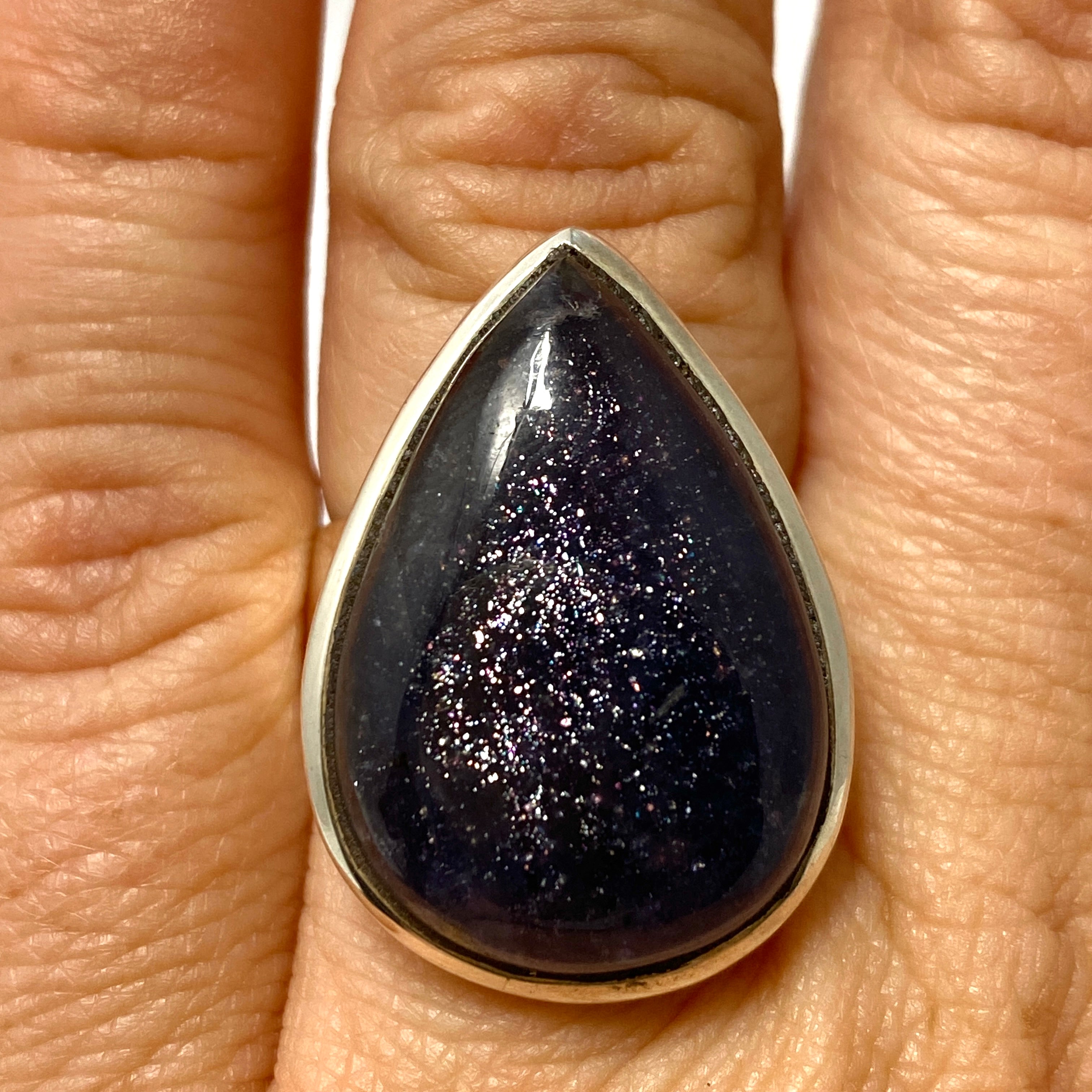 Iolite Sunstone Teardrop Cabochon Ring - Size 6.5 - PRGJ668 - Perfect for Boho Jewelry & Special Occasions