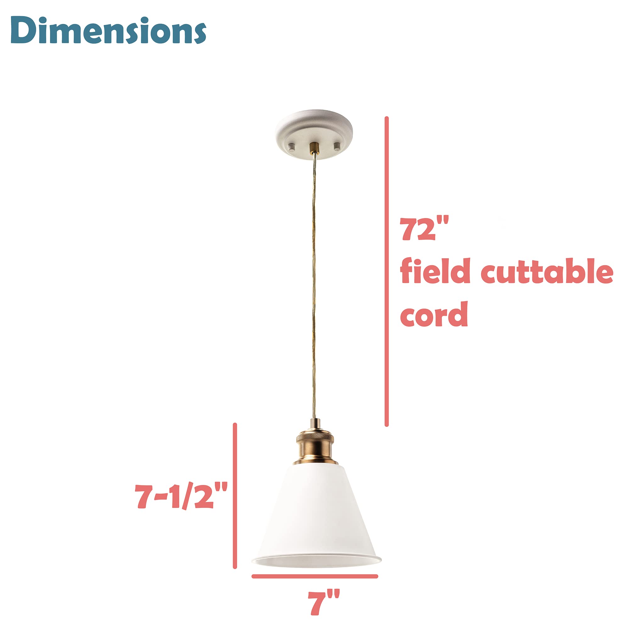 Aspen Creative 61155-11 Adjustable Indoor Pendant Light - Matte White & Warm Brass 2-Tone Finish - 7