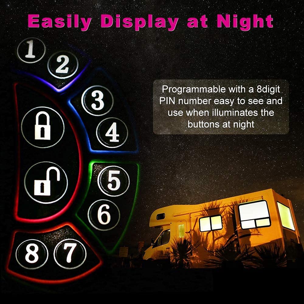 RV Keyless Entry Door Lock with Backlit Keypad - Smart Handle Latch & Deadbolt - 20M Remote Controller - Zinc Alloy Keypad & Fob (Pink) - Perfect for Camper, Motorhome & Travel Trailer Security