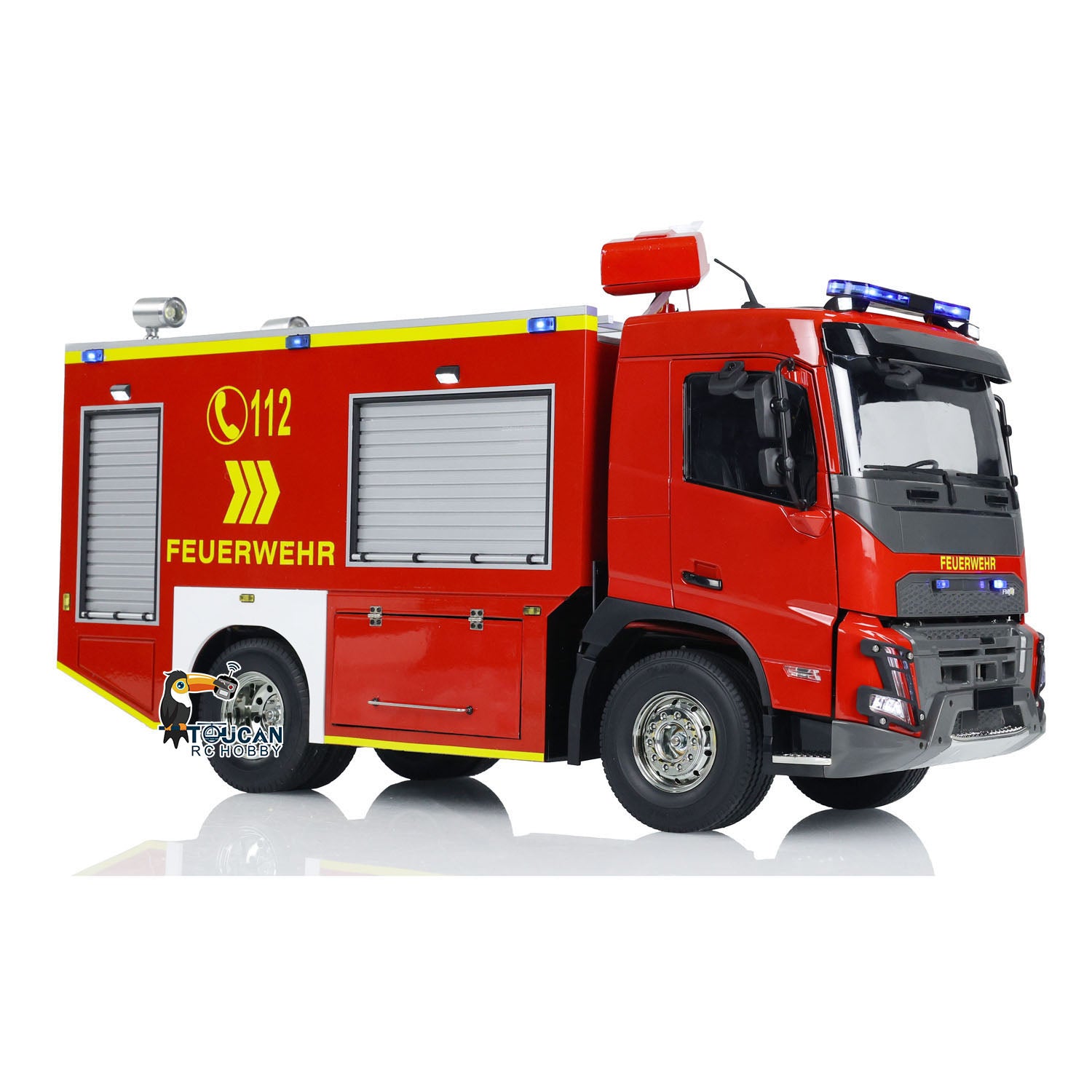 1/14 Scale 4x2 RC Fire Truck with 2-Speed Transmission - Pre-Assembled & Painted - FlySky ST8 Remote Control - Perfect for Firefighting Simulation & RC Car Enthusiasts