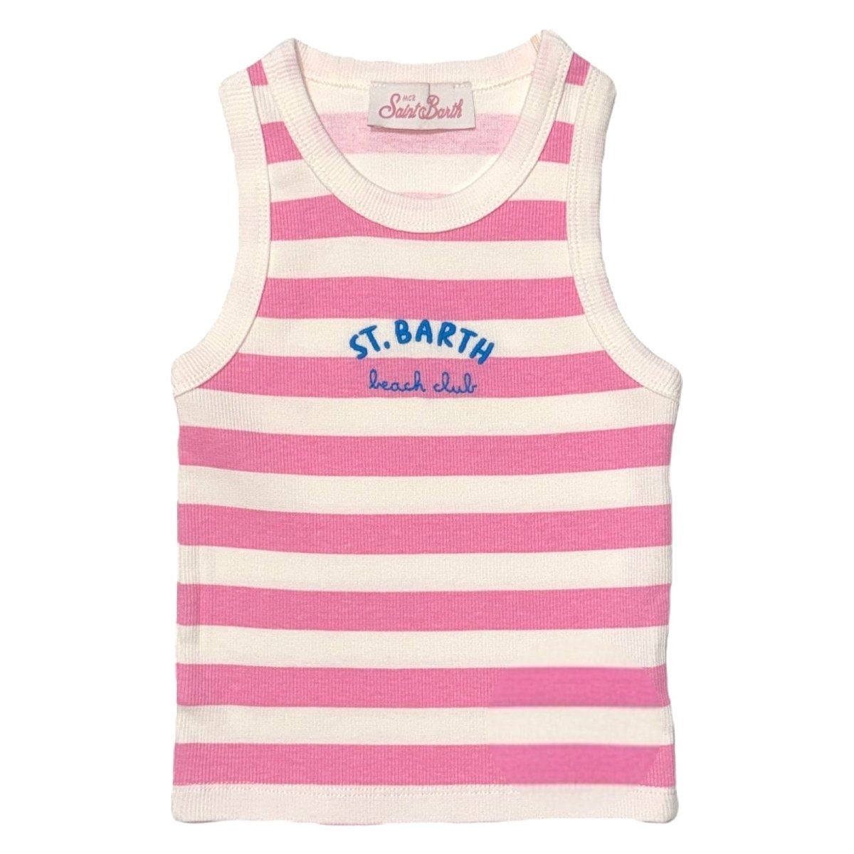 ST BARTH BEACH CLUB STRIPE TANK TOP for Women - Summer Striped Sleeveless Shirt - Casual Vacation Wear for Beach, Pool & Resort Outfits
