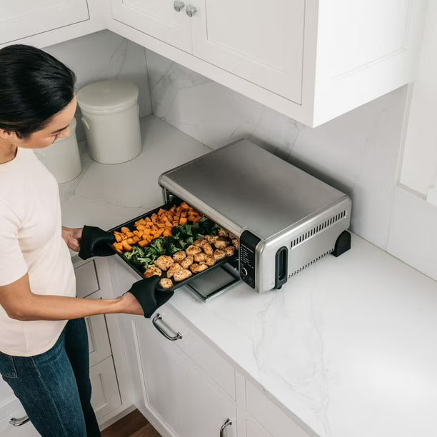 Ninja SP100 Digital Air Fry Countertop Oven - 6-in-1 Multi-Function Toaster Oven with Air Fry, Bake, Broil, Toast, Roast & Reheat | Includes Air Fry Basket, Wire Rack & Crumb Tray | Space-Saving Flip-Up Design | Perfect for Small Kitchens, Dorms & Apartments | Silver