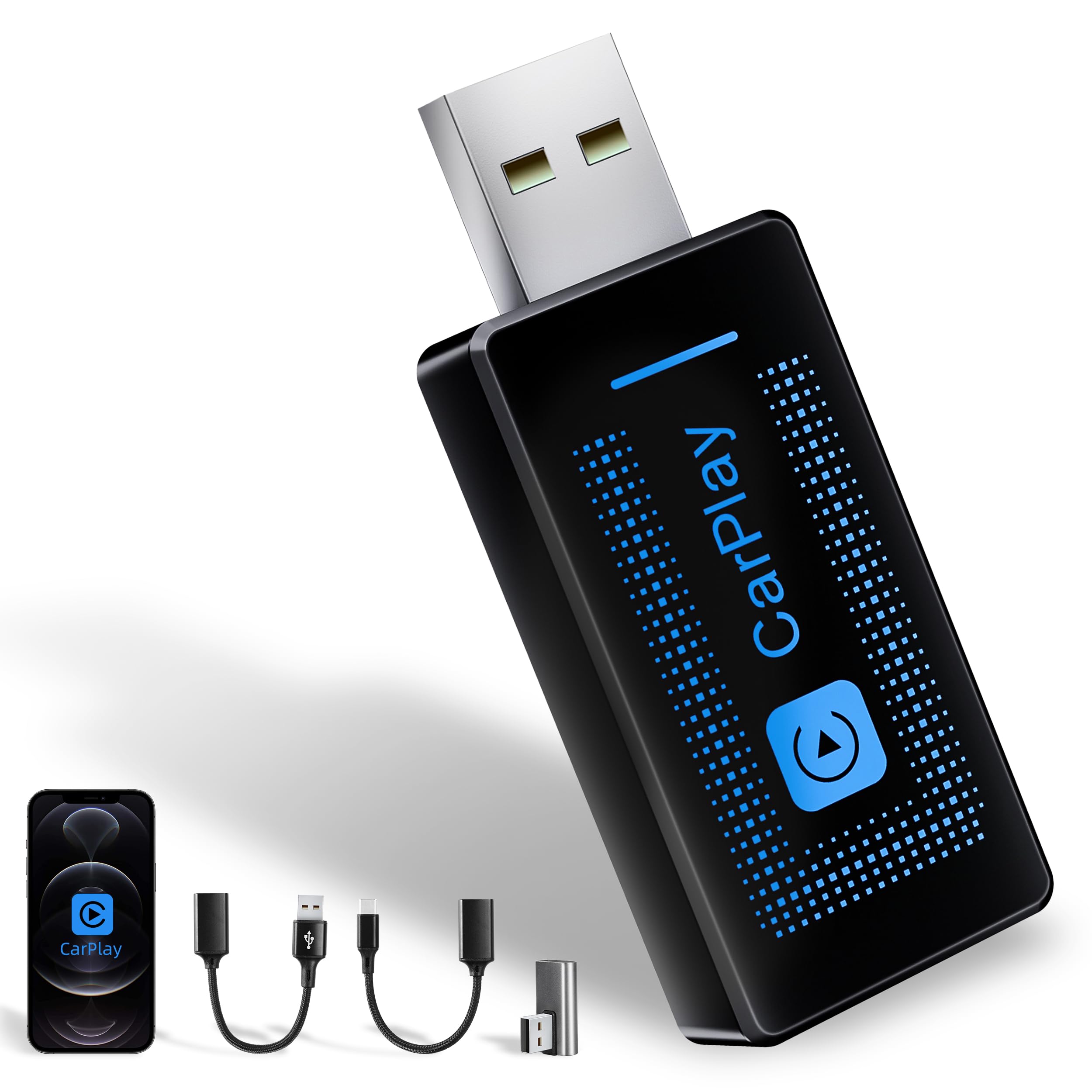 2024 Upgraded Wireless CarPlay Adapter for iPhone - Plug & Play USB CarPlay Dongle - Compatible with 2016+ Cars & iOS 10+ iPhones (CLZ121-1) - Perfect for Hands-Free Driving, Music Streaming & GPS Navigation