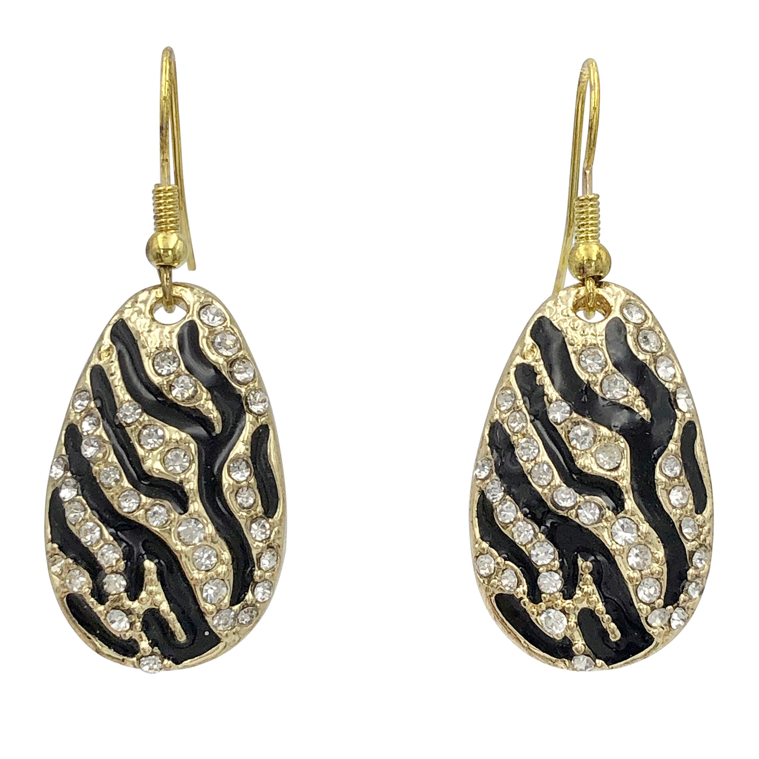 Rhinestone Zebra Teardrop Dangle Earrings for Women - Elegant Prom, Wedding & Formal Party Jewelry - Perfect for Evening Gala, Homecoming Dance & Special Occasions