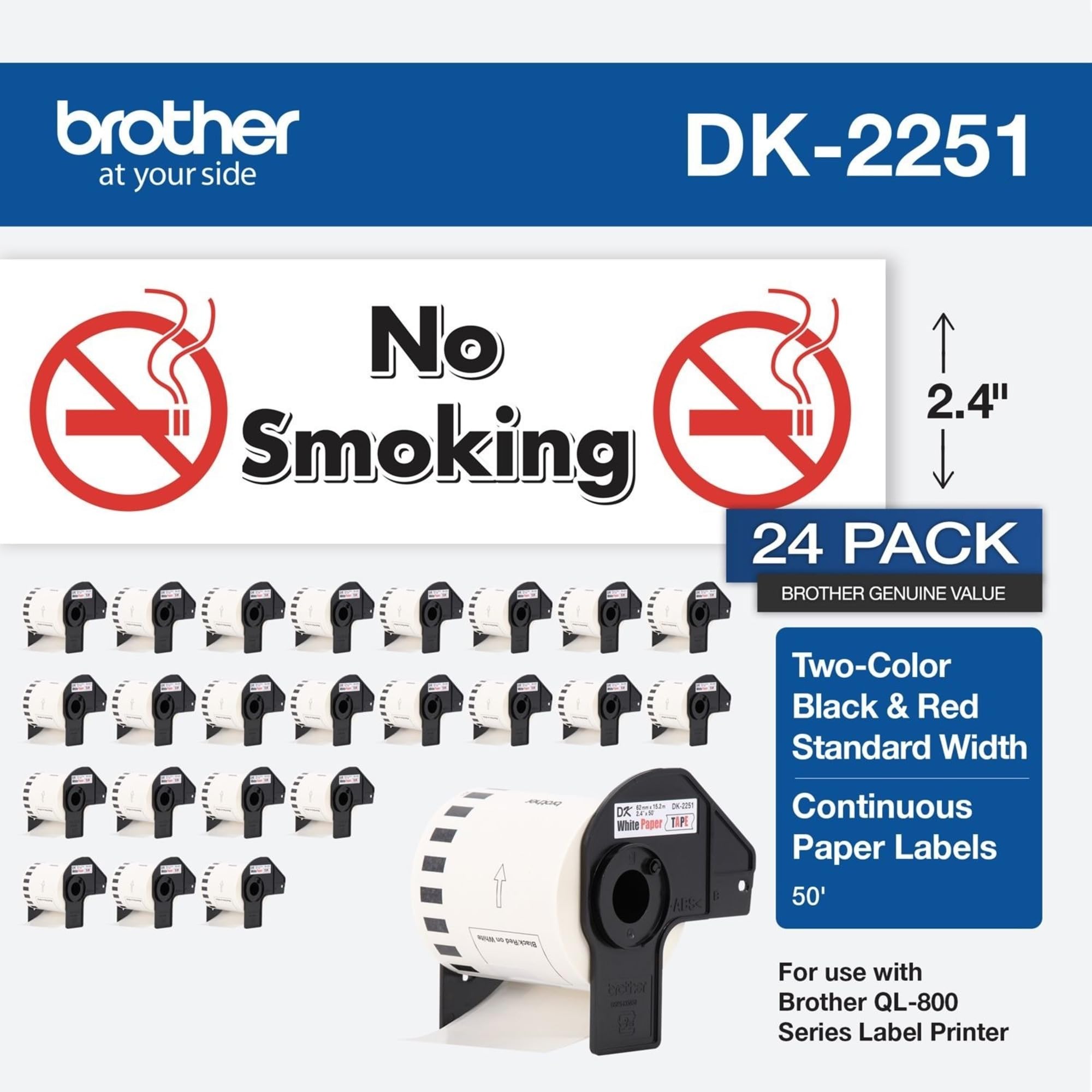 Brother DK-225124PK Continuous Length Replacement Labels - 2.4