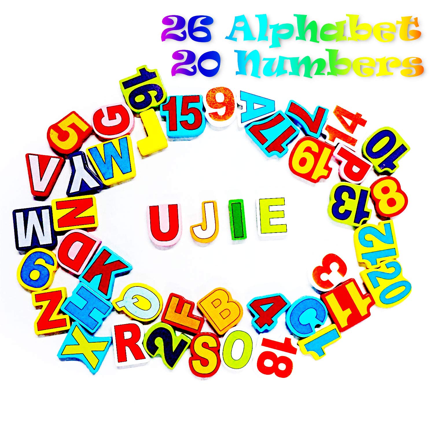 UJIE® Chunky Wooden Alphabet & Number Learning Tray with Colorful ABC Blocks - Montessori Educational Toy for Toddlers | Perfect Gift for Preschool Learning & Homeschool Activities