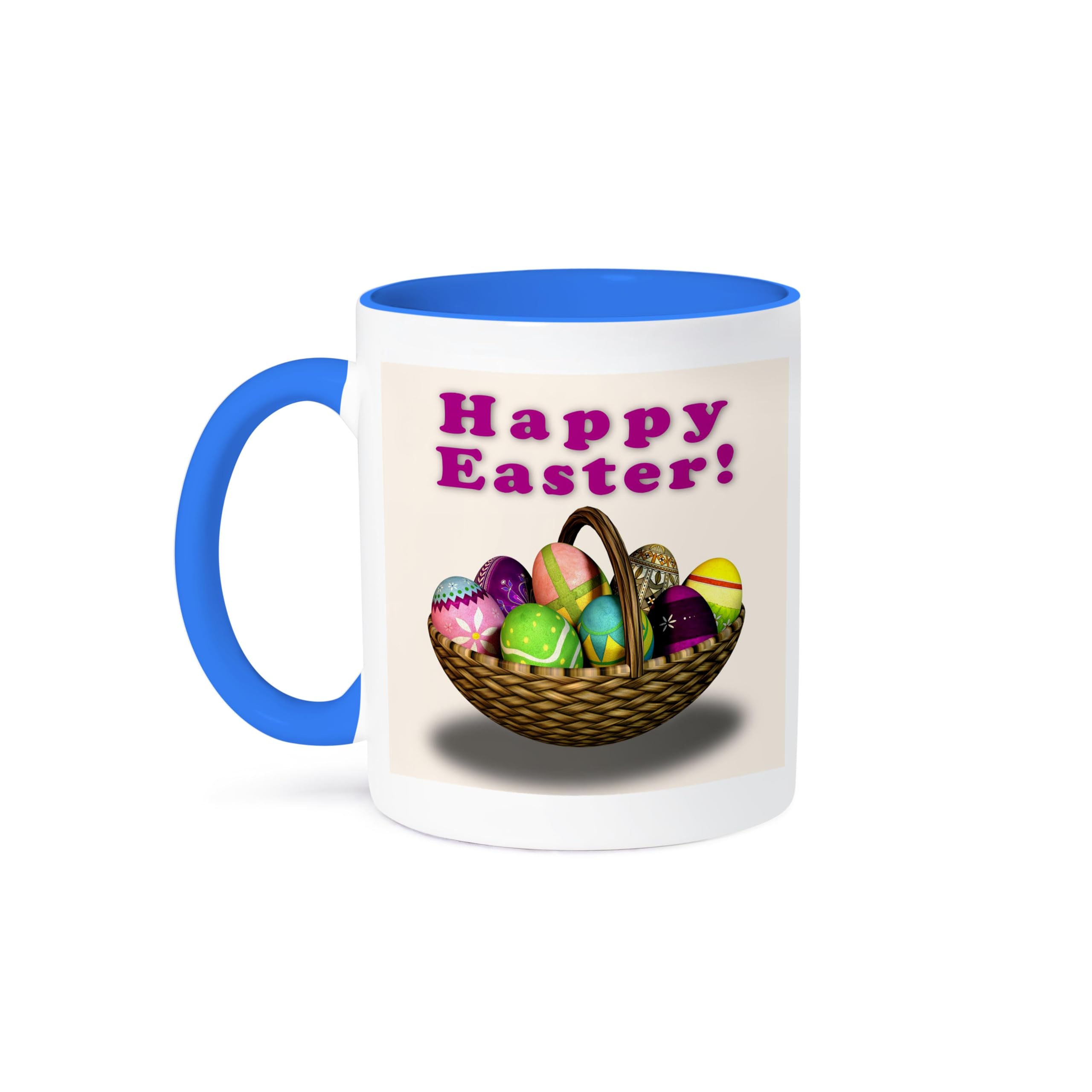 3D Rose 15oz Easter Eggs Basket Design Coffee Mug - Funny Holiday Easter Coffee Cup Gift for Home, Office & Party Use