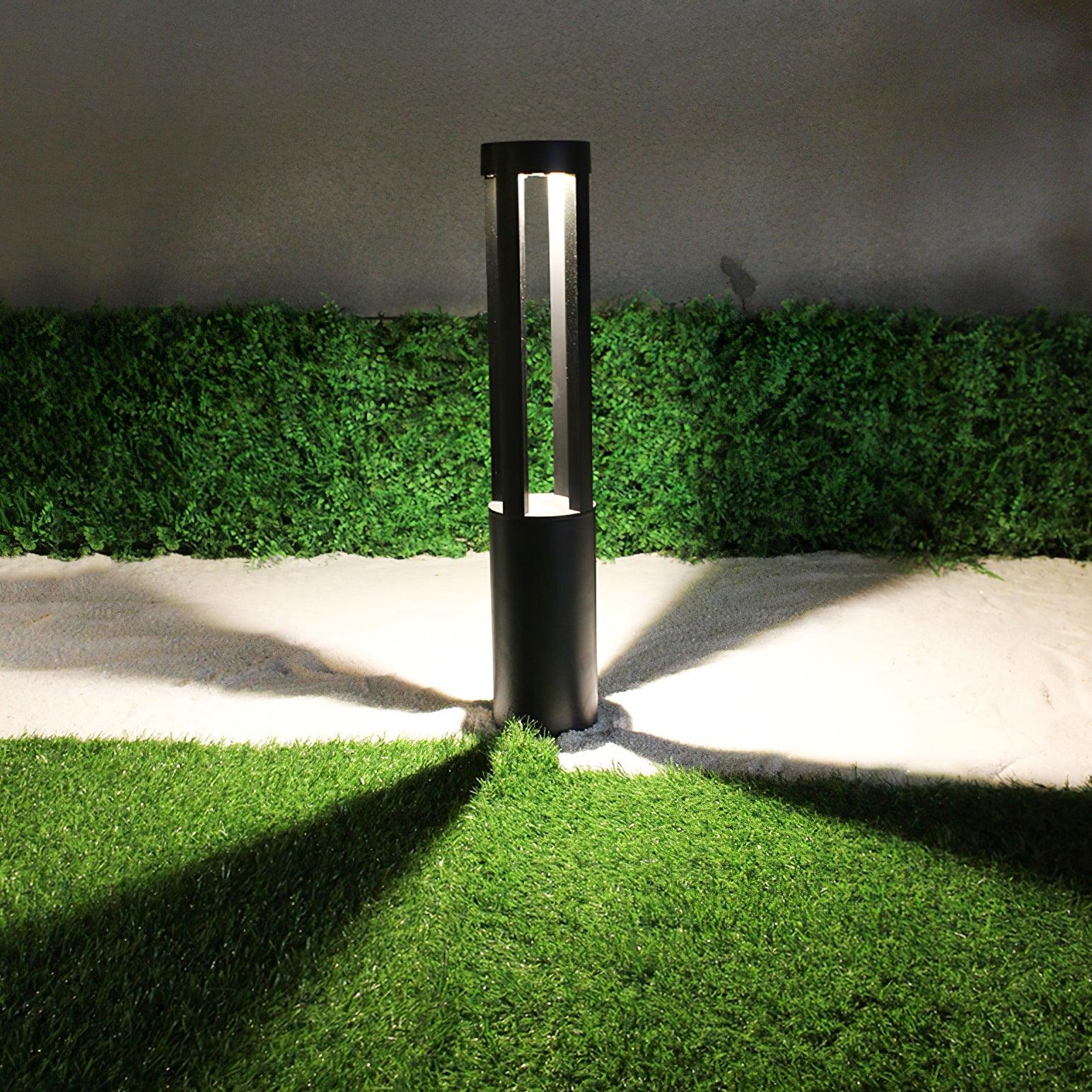 Solar Powered Black Cylindrical LED Garden Light - Waterproof Outdoor Landscape Lighting for Pathway, Yard, and Patio Decor
