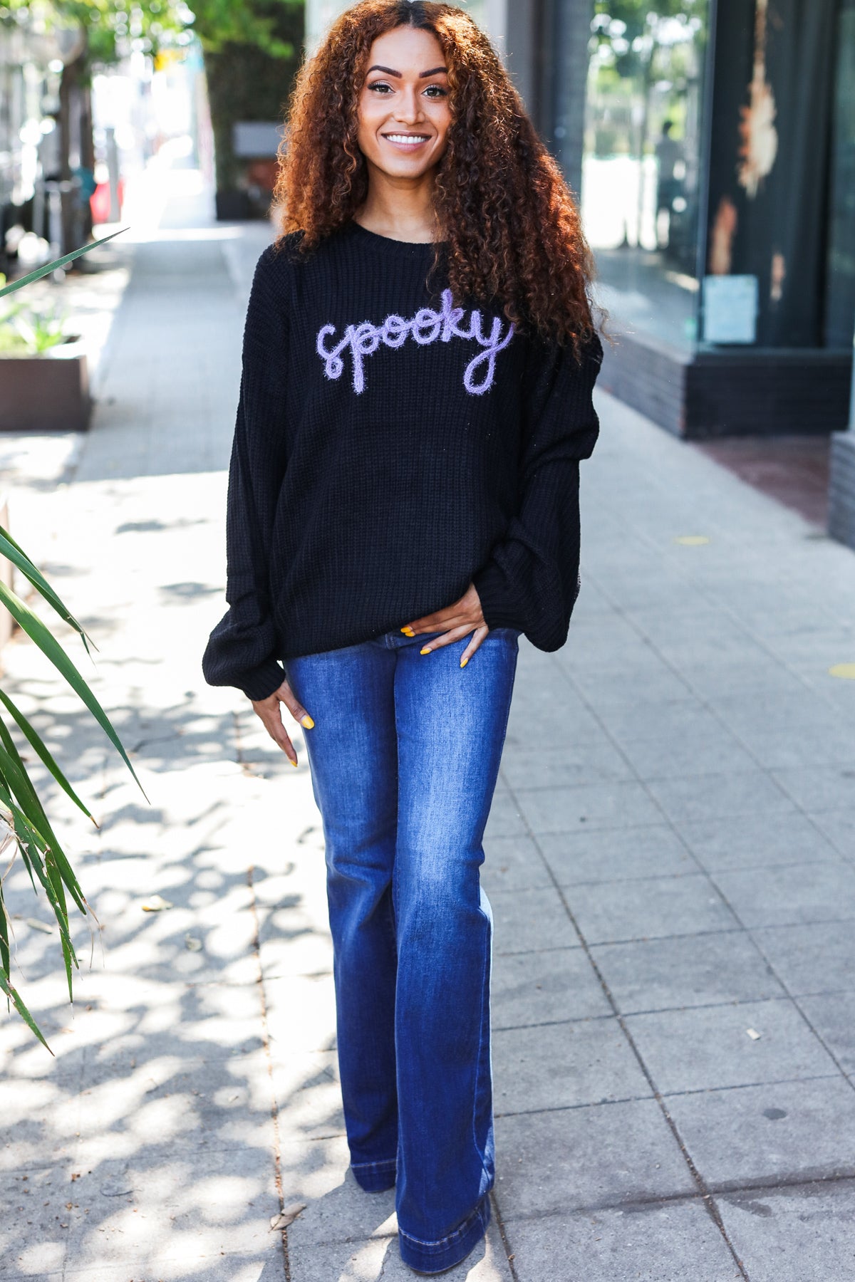 Spooky Black Embroidered Chunky Sweater for Women | Halloween Sweater | Gothic Knit Pullover | Cozy Fall & Winter Fashion | Perfect for Halloween Parties, Casual Outfits, and Cold Weather