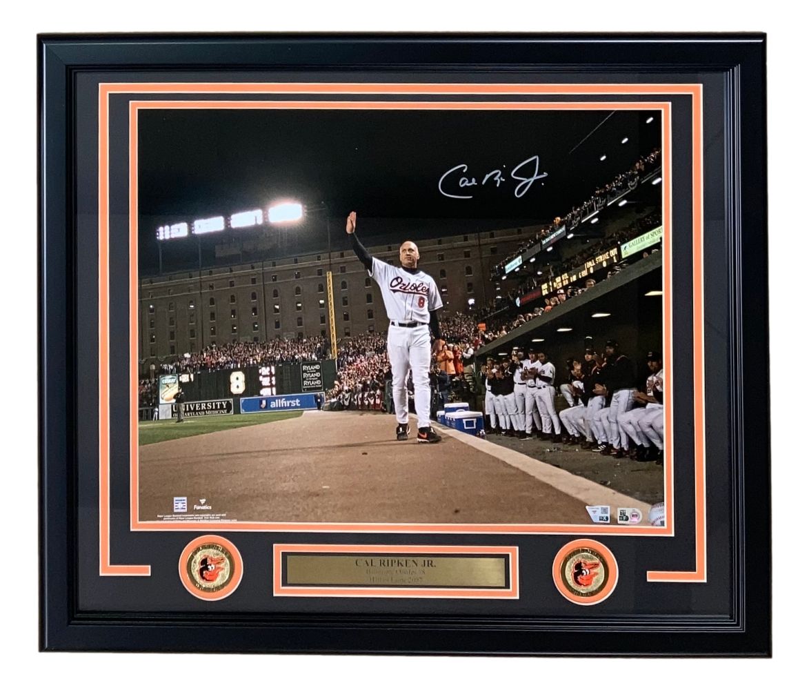 Cal Ripken Jr Signed Framed 16x20 Baltimore Orioles Final Game Photo - Authentic Memorabilia for Baseball Fans & Collectors - Perfect for Man Cave, Sports Bar, or Office Decor