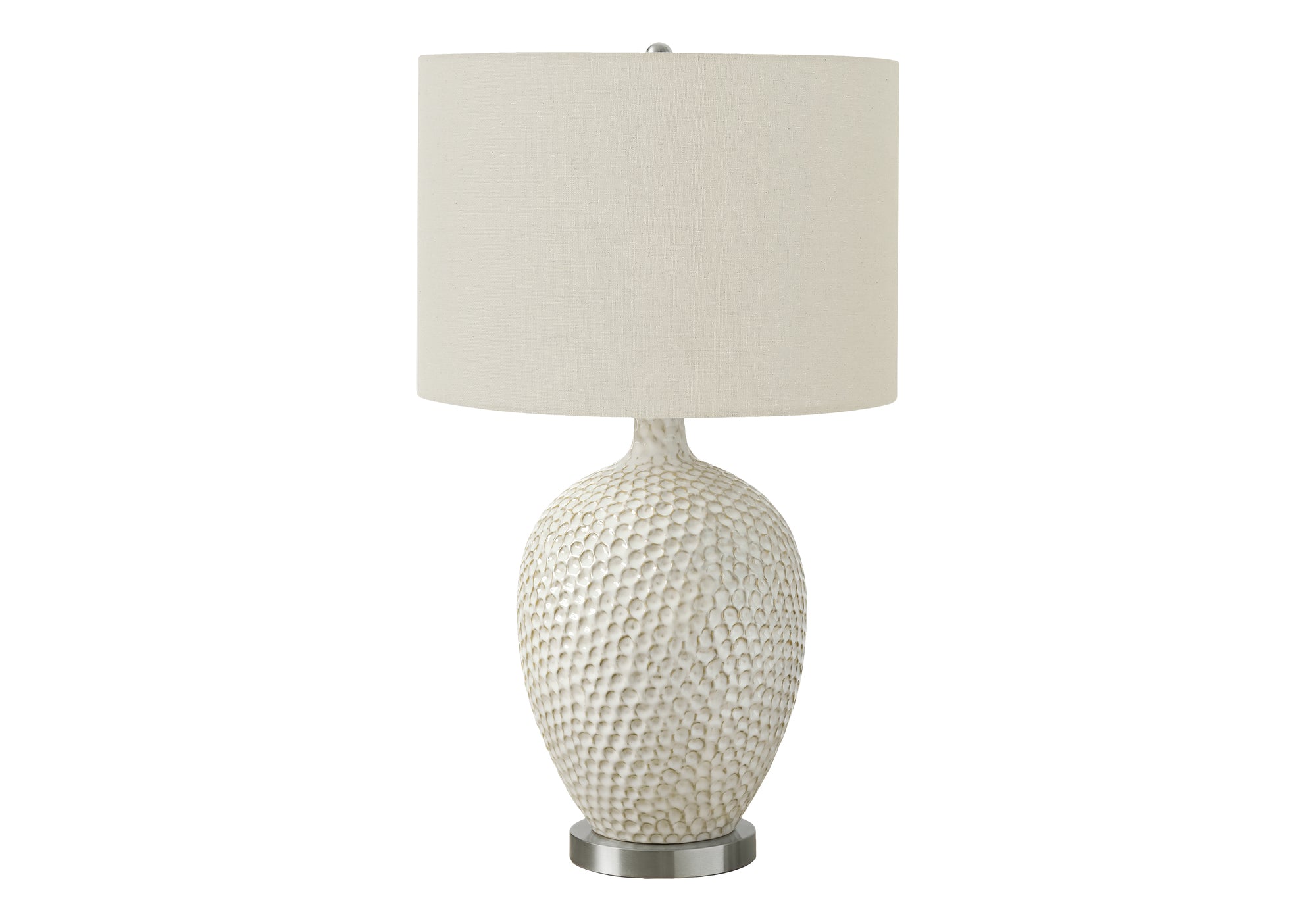 Elegant Cream Ceramic Table Lamp with Soft Glow - 28 Inch Height for Bedroom, Living Room & Office Decor