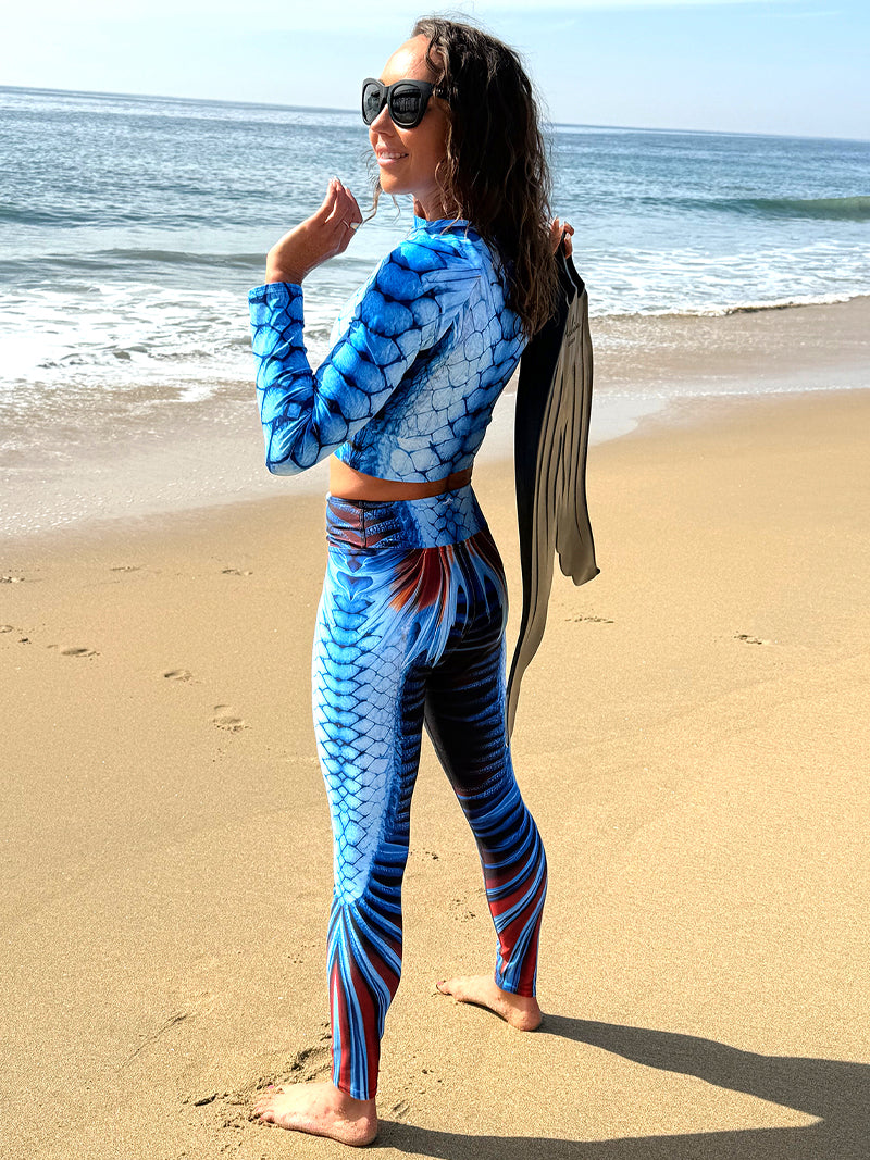 Dragon Print Swim & Yoga Leggings - High Waisted Workout Tights for Women - Perfect for Swimming, Yoga, Gym & Beach Activities