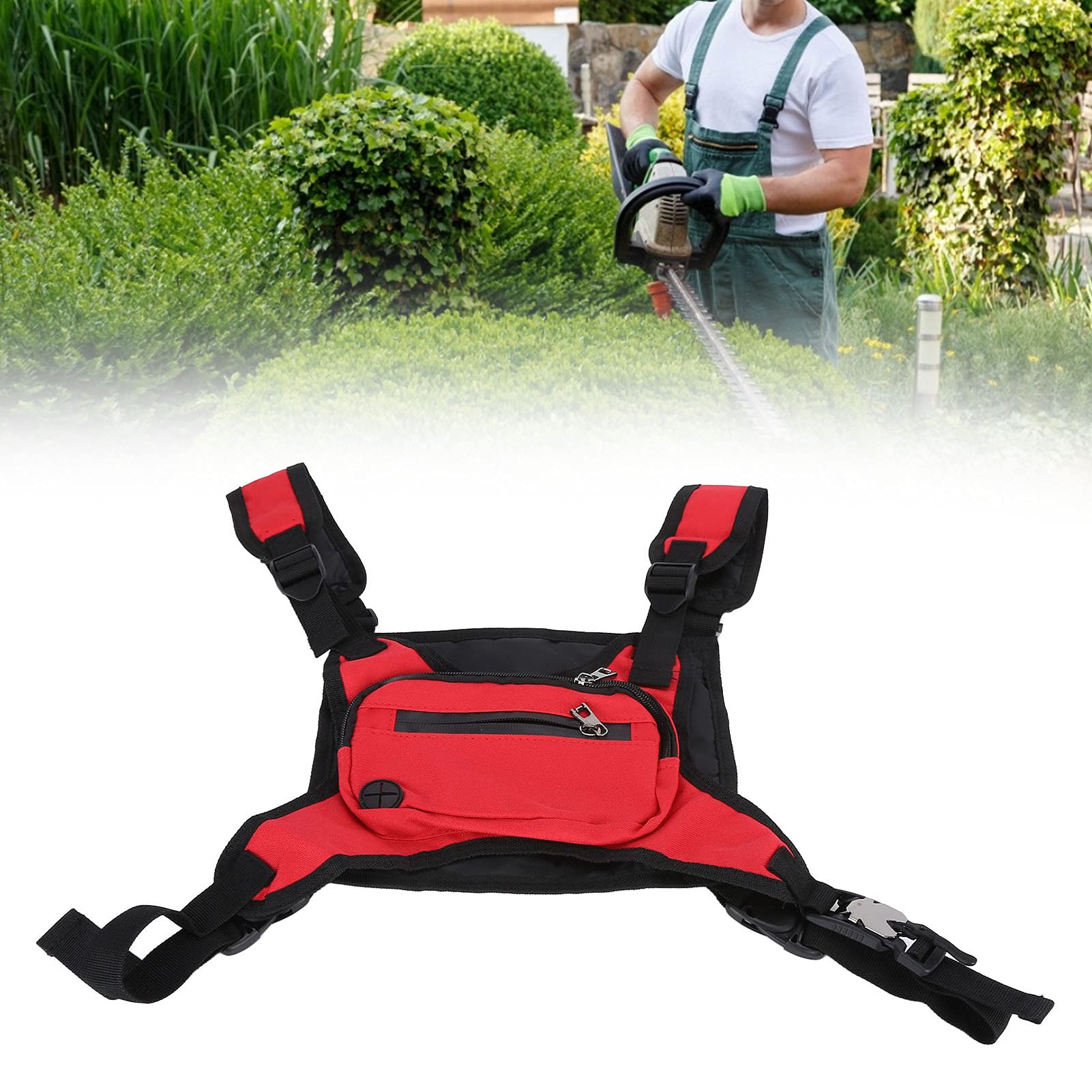 Fdit Running Vest Bag with Earphone Hole - Lightweight Chest Pack for Men & Women - Perfect for Jogging, Hiking & Outdoor Activities (Red)
