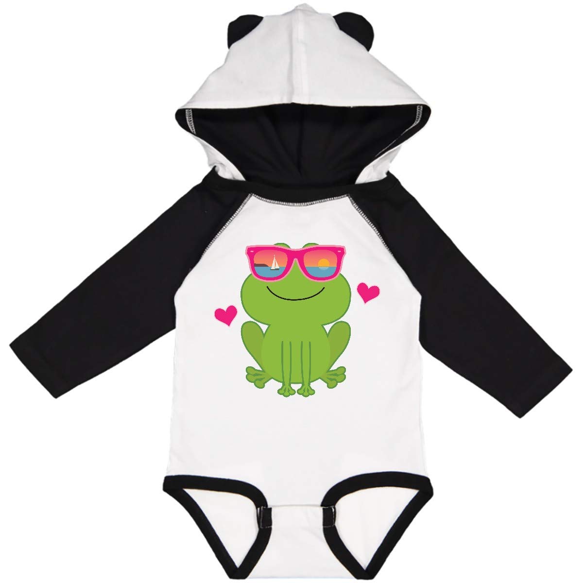 Inktastic Summer Frog Beach Vacation Sunglasses Print Long Sleeve Baby Creeper - Cute Animal Outfit for Beach Trips & Summer Photoshoots