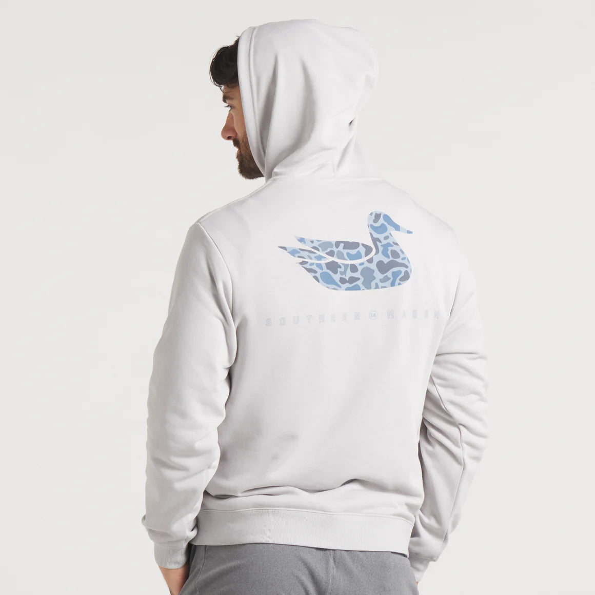 Southern Marsh Duck Originals Surfside Light Gray Hoodie for Men - Comfortable Pullover Sweatshirt for Surfing, Beach & Casual Wear