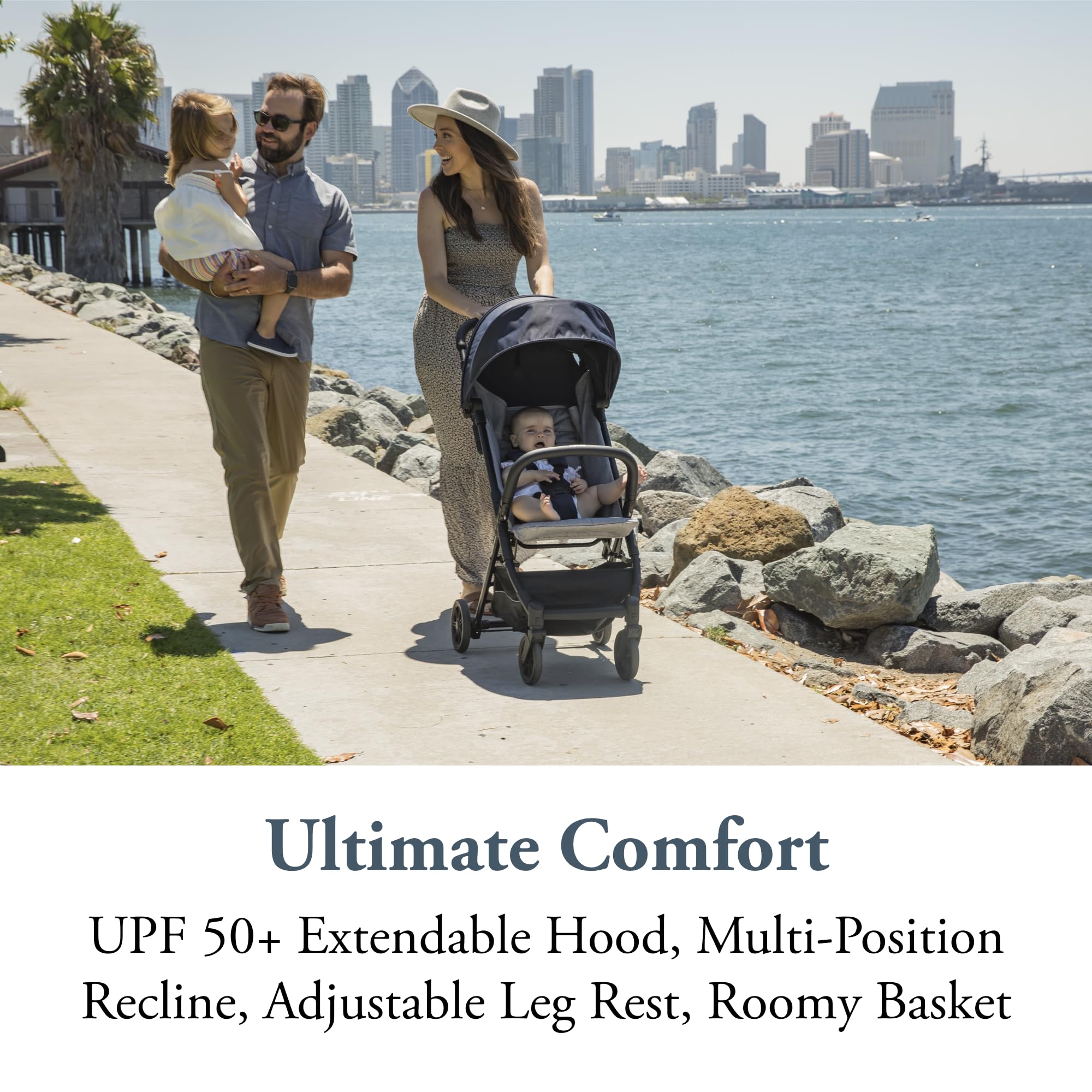 Inglesina Quid Lightweight Travel Stroller for Babies & Toddlers (3 Months to 50 lbs) - Compact Foldable Design, BPA-Free, Easy One-Hand Open - Perfect for Airplane Travel, City Walks & Shopping Trips - Stormy Gray