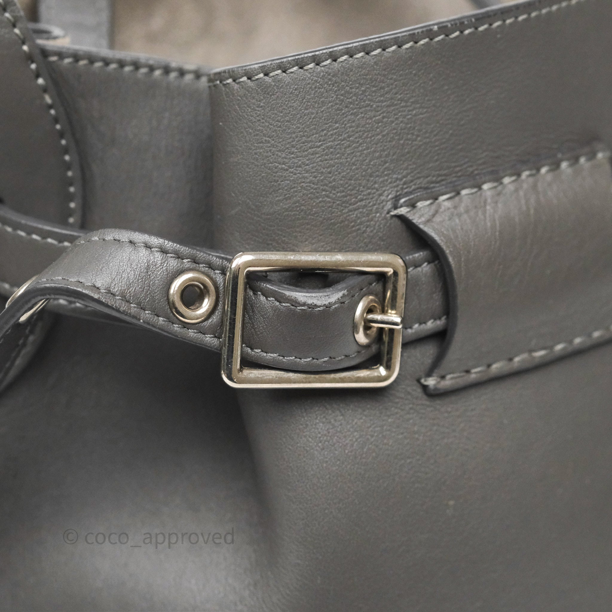 Celine Nano Bucket Bag in Grey Smooth Calfskin Leather - Women's Luxury Shoulder Handbag for Work, Travel & Everyday Use