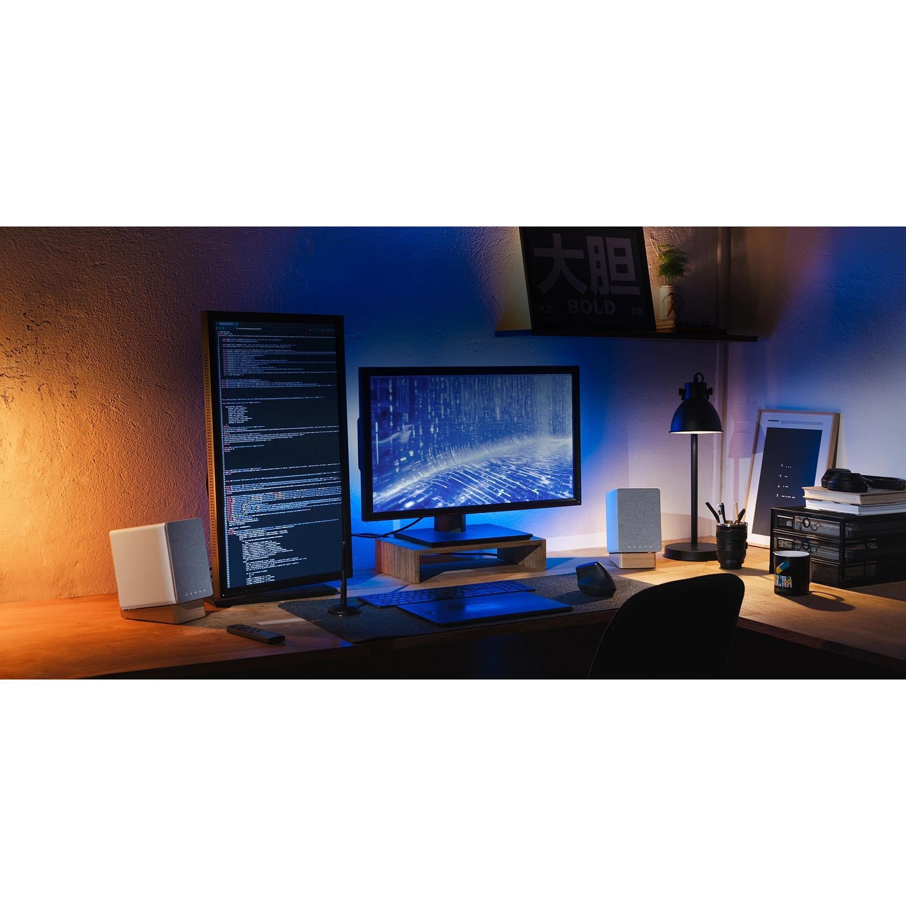 Onkyo GX 10DB Powered Desktop Speakers - High-Quality 2.0 Computer Speakers with Deep Bass for PC, Laptop, Gaming & Home Office Setup