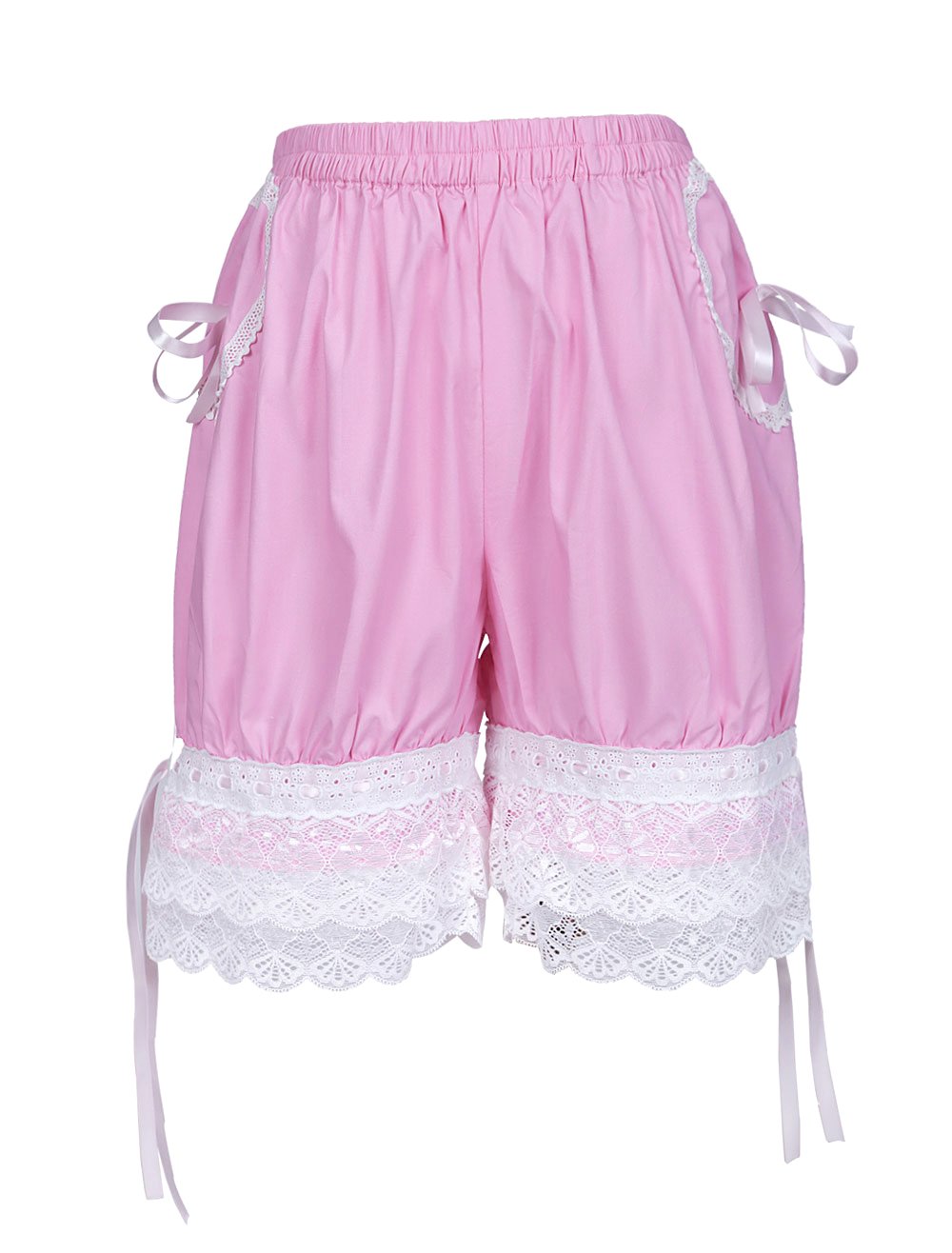 Women's Cotton Candy Pink Lolita Style Pumpkin Shorts Bloomers - Cute Kawaii Underwear for Cosplay, Halloween Costumes & Vintage Fashion