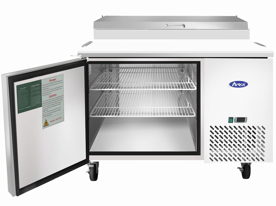 Atosa 44 Inch Commercial Refrigerated Pizza Prep Table with 1 Solid Door - Perfect for Restaurants, Pizzerias & Catering Businesses