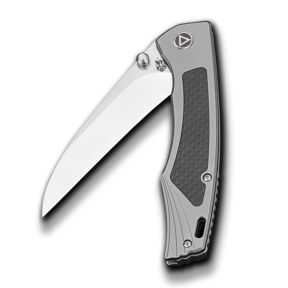 Premium QSP Songbird Pocket Knife - CPM S35VN Steel Blade, Titanium Handle with Carbon Fiber Inlay - Perfect for EDC, Outdoor Adventures & Survival Gear