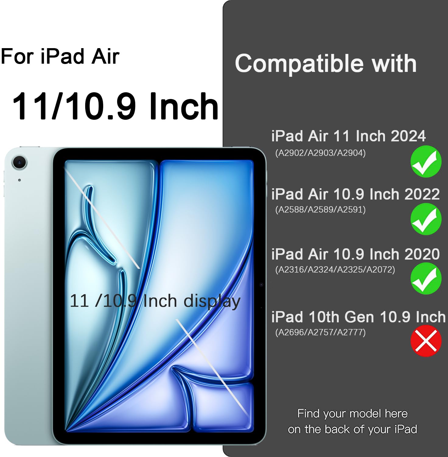 Akkerds iPad Air 6th/5th/4th Generation Case (2024/2022/2020) - 11/10.9 Inch Protective Cover with Pencil Holder & Auto Sleep/Wake | Perfect for Work, School & Travel - Red